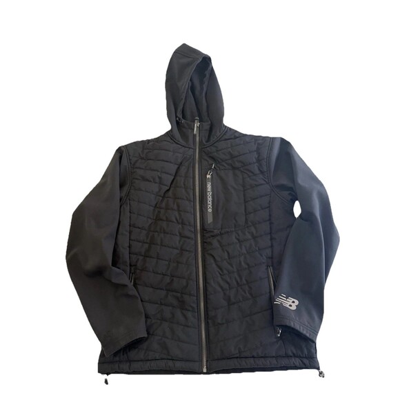 New Balance Full-Zip Quilted Soft Shell Fleece Black Jacket Mens S Read - Picture 1 of 12